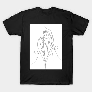 Tulip Flower Line Drawing T-Shirt